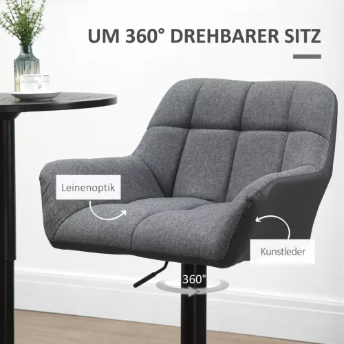 HOMCOM bárszék konyhába, 2 darabos szett, magasságában állítható, 360°-ban forgatható