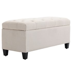 HOMCOM ülőpad tárolóval, ládapad, vászonhatású poliészter, gumifa, krémfehér, 100 x 40 x