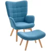 HOMCOM Sessel mit Hocker, Ohrensessel mit Hoher Rückenlehne, Holzbeine, Loungesessel mit getuftetem