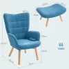 HOMCOM Sessel mit Hocker, Ohrensessel mit Hoher Rückenlehne, Holzbeine, Loungesessel mit getuftetem