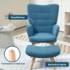 HOMCOM Sessel mit Hocker, Ohrensessel mit Hoher Rückenlehne, Holzbeine, Loungesessel mit getuftetem
