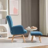 HOMCOM Sessel mit Hocker, Ohrensessel mit Hoher Rückenlehne, Holzbeine, Loungesessel mit getuftetem