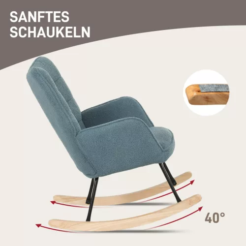 HOMCOM Schaukelstuhl, Schaukelsessel mit Berbervliesoptik