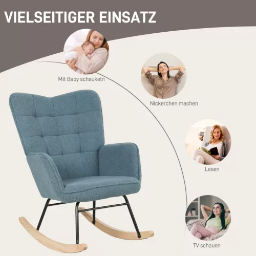 HOMCOM Schaukelstuhl, Schaukelsessel mit Berbervliesoptik