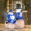 HOMCOM Önfelfújó Hóember Család LED Fúvóval, 120 cm, téli dekoráció kék színben, L100 x