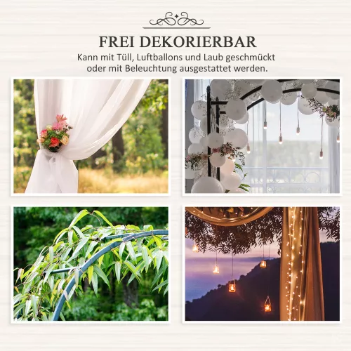 Rácsos növény boltív fém fekete 114 x 30 x 230 cm