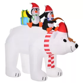 HOMCOM Felfújható karácsonyi dekoráció Pingvinek jegesmedvén 2,1 m világítással,