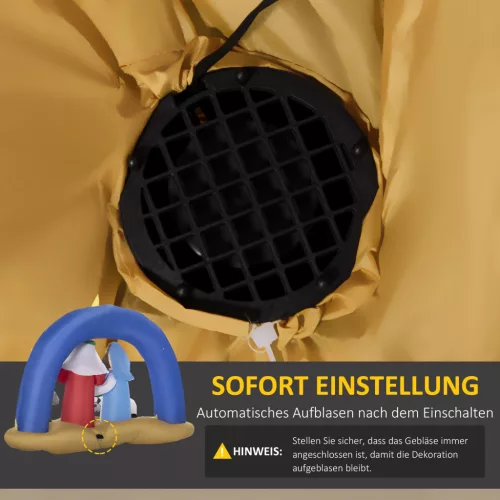 HOMCOM Felfújható Karácsonyi Dekoráció 1,57 m Bibliai Ív Jézus Születéséhez LED