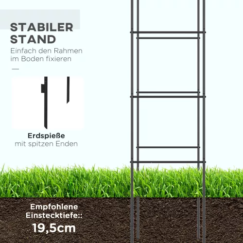 Kerti boltív futónövényeknek, fekete 140 x 40 x 240 cm