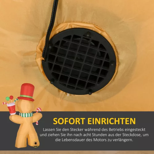 HOMCOM Karácsonyi Felfújható Mézeskalács Ember 2,35 m Karácsonyi Dekoráció LED Fényekkel