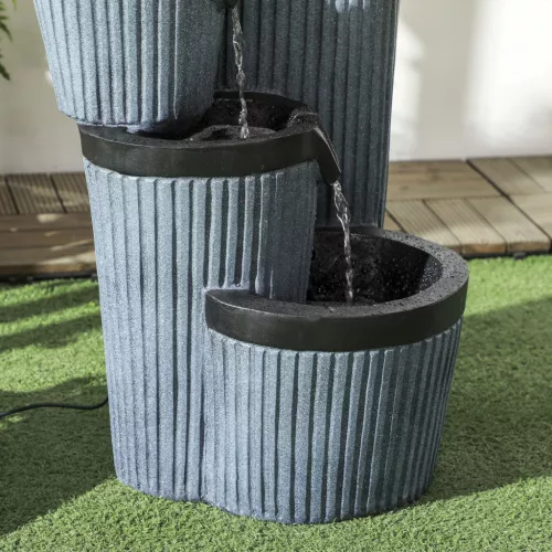 Outsunny Kertikút Napelemes Kaskád Kút LED Világítással 4 Szintes Díszkút Virágládával