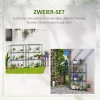 2 db-os polc szett virágoknak, 4 szintes növényállvány, acél, zöld, 70 x 27 x 110