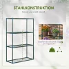 2 db-os polc szett virágoknak, 4 szintes növényállvány, acél, zöld, 70 x 27 x 110