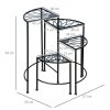 Outsunny Virágtartó összecsukható növényállvány 4 emeletes acél fekete 57x55x63 cm ideális