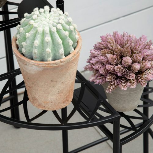 Outsunny Virágtartó összecsukható növényállvány 4 emeletes acél fekete 57x55x63 cm ideális