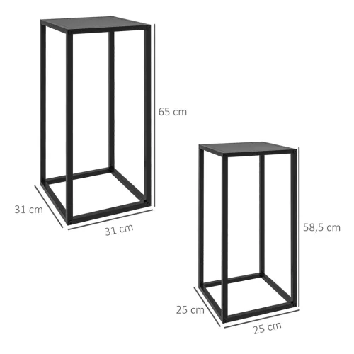 Virágállvány, 2 darabos szett, acél, fekete