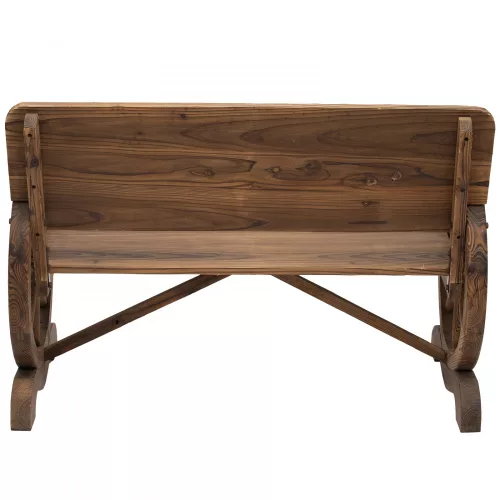 Kerti pad kocsikerék karfákkal, rusztikus pad, tömör fa, barna, 114 x 58 x 80 cm