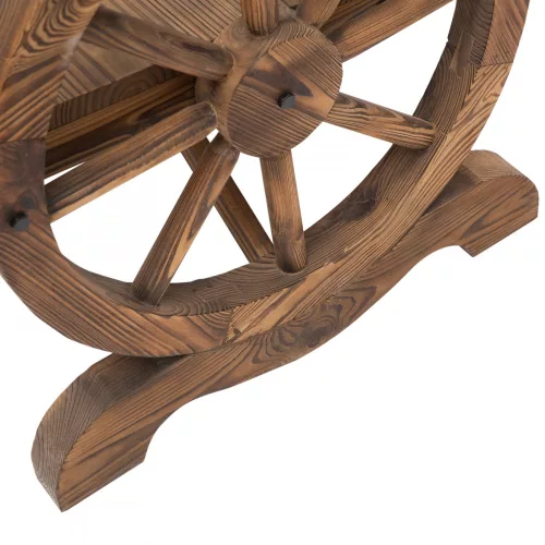 Kerti pad kocsikerék karfákkal, rusztikus pad, tömör fa, barna, 114 x 58 x 80 cm