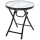 Outsunny Runder Beistelltisch Klapptisch Gartentisch mit Glasplatte Ø45cm aus Metall Schwarz für