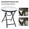 Outsunny Runder Beistelltisch Klapptisch Gartentisch mit Glasplatte Ø45cm aus Metall Schwarz für