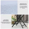 Outsunny Runder Beistelltisch Klapptisch Gartentisch mit Glasplatte Ø45cm aus Metall Schwarz für