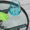 Outsunny Runder Beistelltisch Klapptisch Gartentisch mit Glasplatte Ø45cm aus Metall Schwarz für