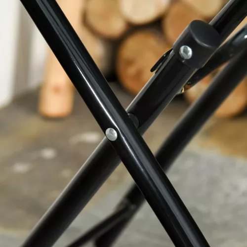 Outsunny Runder Beistelltisch Klapptisch Gartentisch mit Glasplatte Ø45cm aus Metall Schwarz für