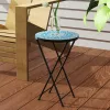 Outsunny Kihajtható Kerti Asztal Mozaik-Design-nal, Ø35,5 x 55 cm Kerek Időjárásálló Metál