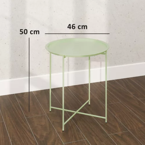 Outsunny Kihajtható Kerti Asztal Ø46 x 50 cm Kerek Időjárásálló Balkon Asztal Kihajtható