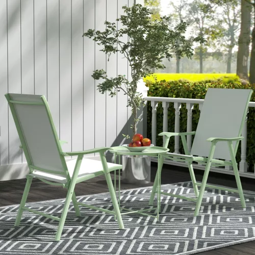 Outsunny Kihajtható Kerti Asztal Ø46 x 50 cm Kerek Időjárásálló Balkon Asztal Kihajtható