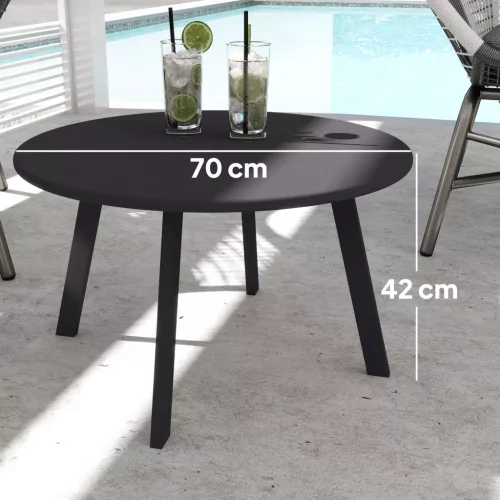 Outsunny Beistelltisch Balkontisch aus Metall Rund Kaffeetisch wetterfest Gartentisch pflegeleicht