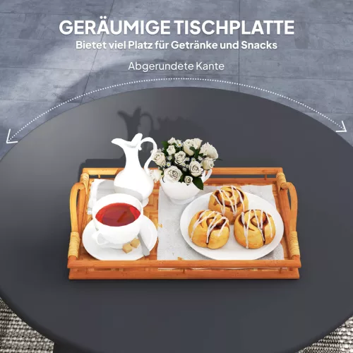 Outsunny Beistelltisch Balkontisch aus Metall Rund Kaffeetisch wetterfest Gartentisch pflegeleicht