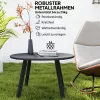 Outsunny Beistelltisch Balkontisch aus Metall Rund Kaffeetisch wetterfest Gartentisch pflegeleicht