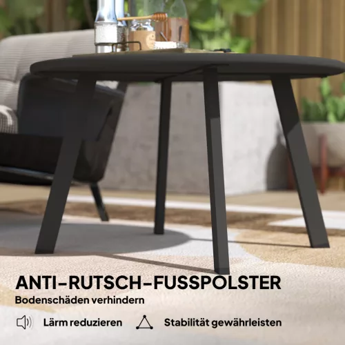 Outsunny Beistelltisch Balkontisch aus Metall Rund Kaffeetisch wetterfest Gartentisch pflegeleicht