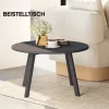 Outsunny Beistelltisch Balkontisch aus Metall Rund Kaffeetisch wetterfest Gartentisch pflegeleicht