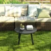 Outsunny Beistelltisch Balkontisch aus Metall Rund Kaffeetisch wetterfest Gartentisch pflegeleicht