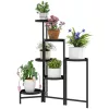 Virágállvány, 6 szintes, fém, 80 cm magas, fekete