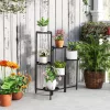 Virágállvány, 6 szintes, fém, 80 cm magas, fekete