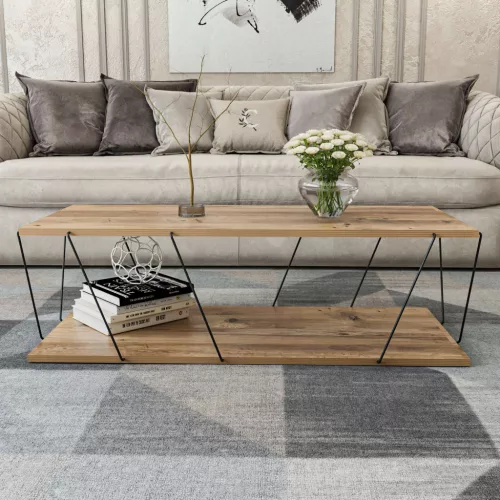 Dohányzóasztal, rusztikus stílus, barna, 120 x 50 x 30 cm