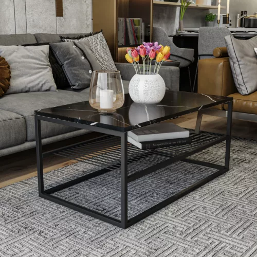 Dohányzóasztal, fekete, 95 x 55 x 42 cm