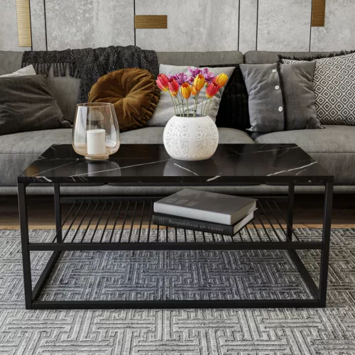 Dohányzóasztal, fekete, 95 x 55 x 42 cm