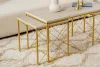 Dohányzóasztal szett, 3 darabos, travertin, arany, modern stílus