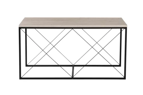 Dohányzóasztal szett, 3 darabos, travertin, fekete, modern stílusú