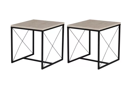 Dohányzóasztal szett, 3 darabos, travertin, fekete, modern stílusú