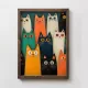 Dekoratív keretes MDF festmény, színes macskák