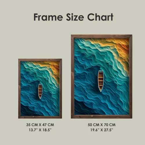 Dekoratív keretes MDF festmény, csónak
