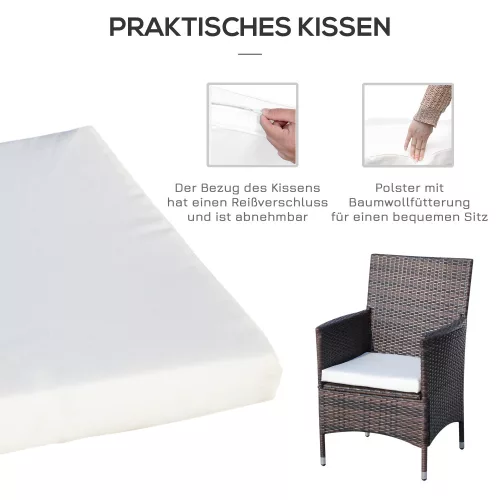 Rattan kerti bútor garnitúra, kisasztalos bisztró garnitúra 3 részes, barna