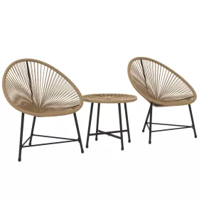Outsunny Polyrattan Kerti Bútor Készlet, Kültéri Lounge Balkonbútor 2 Személyre, 3 Darabos
