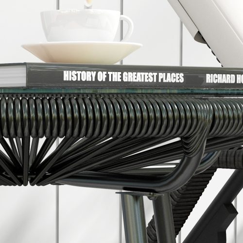 Kerti bisztró asztal, kerek asztal, fekete, 50 x 50 x 50 cm