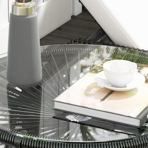 Kerti bisztró asztal, kerek asztal, fekete, 50 x 50 x 50 cm